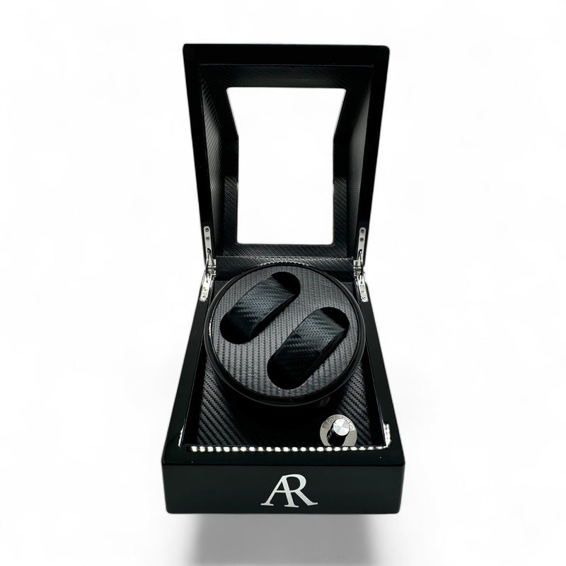 2 slot AR Branded automatic carbon fiber watch winder box