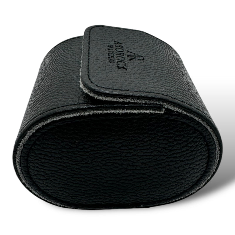 Black litchi leather single slot watch case